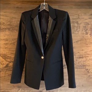 Leather trim blazer